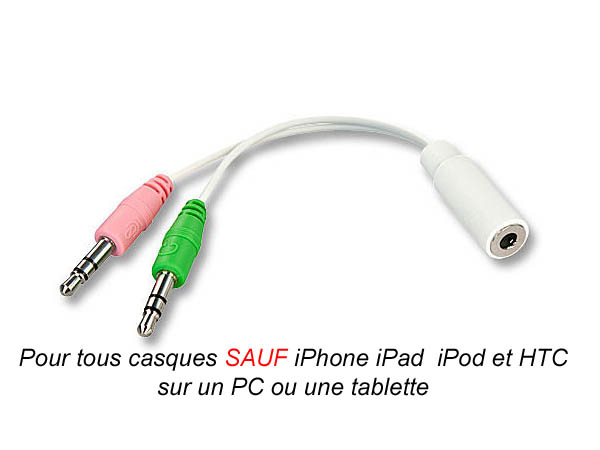 Adaptateur Double Jack pour casque PC