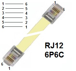 CORDON DROIT RJ12 IVOIRE LONGUEUR 1 METRE